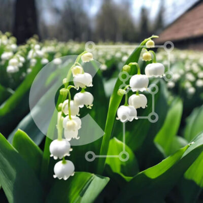 Intra Συλλεκτικό Ξύλινο Παζλ Plywood  4mm - Λευκό κρίνο της κοιλάδας λουλούδια στο πράσινο πεδίο Σε Ξύλινο Κουτί - Διαστάσεις: 10x10 cm – 25 κομμάτια - Image 1