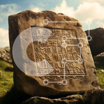 Intra Συλλεκτικό Ξύλινο Παζλ Plywood  4mm - Αρχαία πέτρινη επιγραφή στο χορτάρι Σε Ξύλινο Κουτί - Διαστάσεις Puzzle: 10x10 cm – 25 κομμάτια - Image 1