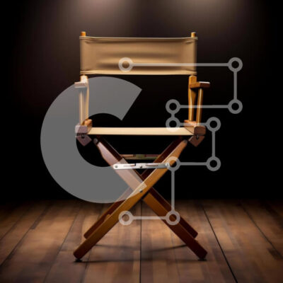 Intra Συλλεκτικό Ξύλινο Παζλ Plywood  4mm - Κενή καρέκλα σκηνοθέτη σε ξύλινο πάτωμα με προβολείς Σε Ξύλινο Κουτί - Διαστάσεις: 10x10 cm – 25 κομμάτια - Image 1