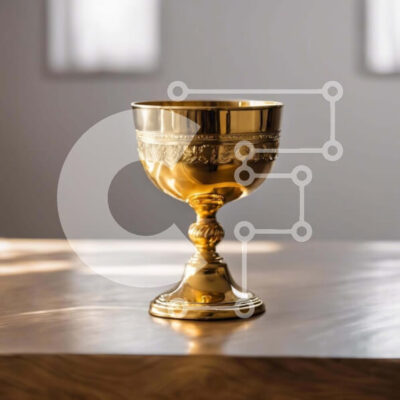 Intra Συλλεκτικό Ξύλινο Παζλ Plywood 4mm - Χρυσό κύπελλο σε ξύλινο τραπέζι με παράθυρα Σε Ξύλινο Κουτί - Διαστάσεις: 10x10 cm – 25 κομμάτια - Image 1