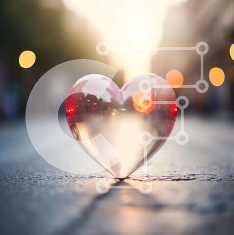 Intra Συλλεκτικό Ξύλινο Παζλ Plywood  4mm - Γυάλινο αντικείμενο σε σχήμα καρδιάς στην οδό Urban Σε Ξύλινο Κουτί - Διαστάσεις: 10x10 cm – 25 κομμάτια - Image 1