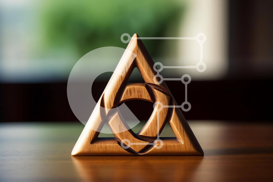 Intra Συλλεκτικό Ξύλινο Παζλ Plywood  4mm - Ξύλινο τριγωνικό αντικείμενο μπροστά από το ανοιχτό παράθυρο Σε Ξύλινο Κουτί - Διαστάσεις: 10x10 cm – 25 κομμάτια - Image 1