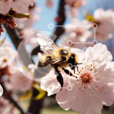 Intra Συλλεκτικό Ξύλινο Παζλ Plywood 4mm - Μέλισσα που συλλέγει γύρη από την ανθισμένη κερασιά Σε Ξύλινο Κουτί - Διαστάσεις: 10x10 cm – 25 κομμάτια - Image 1