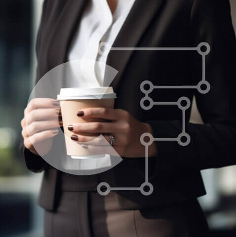 Intra Συλλεκτικό Ξύλινο Παζλ Plywood  4mm - Επαγγελματίας γυναίκα με επαγγελματικό κοστούμι κρατώντας φλιτζάνι καφέ Σε Ξύλινο Κουτί - Διαστάσεις Puzzle: 10x10 cm – 25 κομμάτια - Image 1