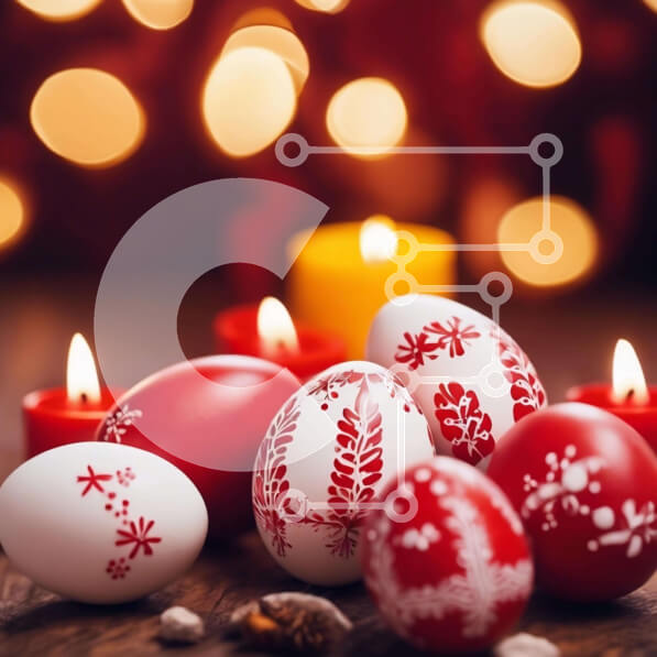 Intra Συλλεκτικό Ξύλινο Παζλ Plywood  4mm - Εορταστικός πασχαλινός στολισμός με αυγά και λαμπάδες Σε Ξύλινο Κουτί - Διαστάσεις: 10x10 cm – 25 κομμάτια