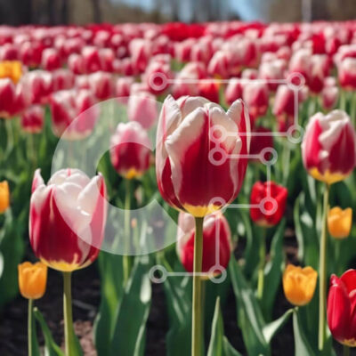 Intra Συλλεκτικό Ξύλινο Παζλ Plywood  4mm - Ζωντανό χωράφι τουλιπών σε πλήρη άνθιση Σε Ξύλινο Κουτί - Διαστάσεις: 10x10 cm – 25 κομμάτια - Image 1