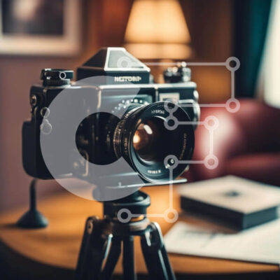 Intra Συλλεκτικό Ξύλινο Παζλ Plywood  4mm - Vintage κάμερα σε τρίποδο Σε Ξύλινο Κουτί - Διαστάσεις: 10x10 cm – 25 κομμάτια - Image 1