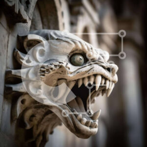 Intra Συλλεκτικό Ξύλινο Παζλ Plywood  4mm - Περίτεχνο κεφάλι δράκου στην πρόσοψη του κτηρίου Σε Ξύλινο Κουτί - Διαστάσεις Puzzle: 10x10 cm – 25 κομμάτια