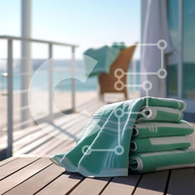 Intra Συλλεκτικό Ξύλινο Παζλ Plywood  4mm - Θέα στον Ωκεανό από Μπαλκόνι με Πετσέτες Σε Ξύλινο Κουτί - Διαστάσεις Puzzle: 10x10 cm – 25 κομμάτια - Image 1