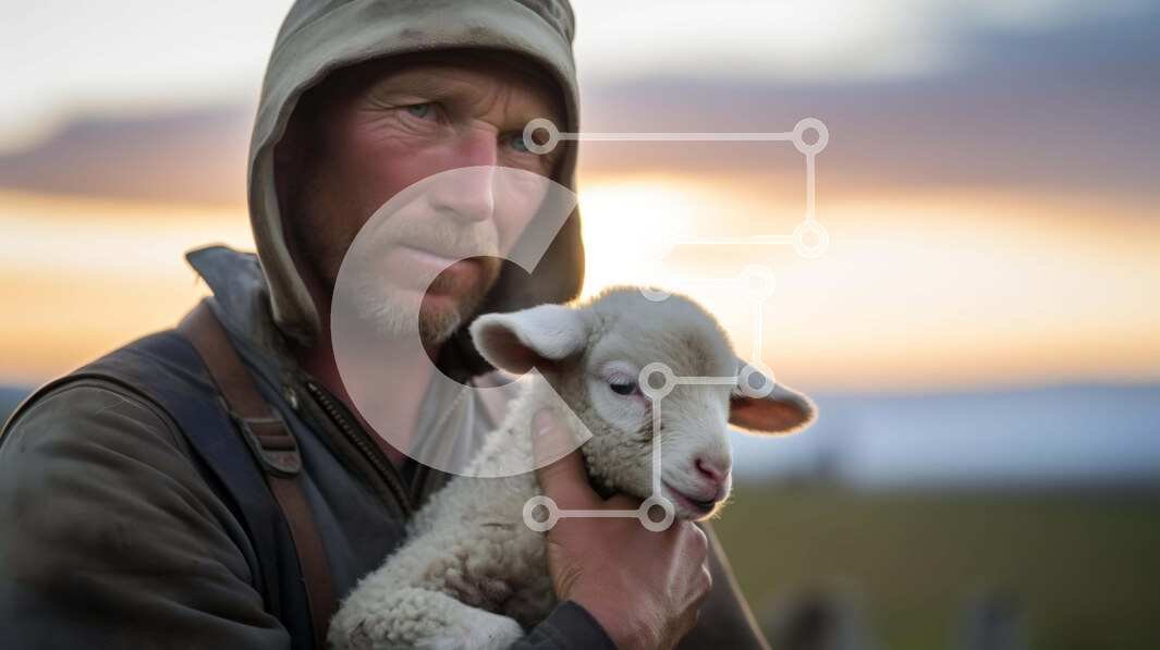 Intra Συλλεκτικό Ξύλινο Παζλ Plywood  4mm - Άτομο που κρατά ένα νεαρό αρνί βρέφος Σε Ξύλινο Κουτί - Διαστάσεις: 10x10 cm – 25 κομμάτια