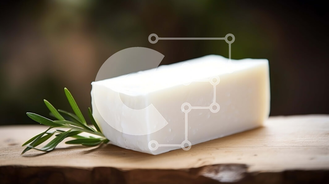 Intra Συλλεκτικό Ξύλινο Παζλ Plywood  4mm - Λευκό σαπούνι με κλωναράκι δεντρολίβανου σε ξύλινη επιφάνεια Σε Ξύλινο Κουτί - Διαστάσεις Puzzle: 10x10 cm – 25 κομμάτια