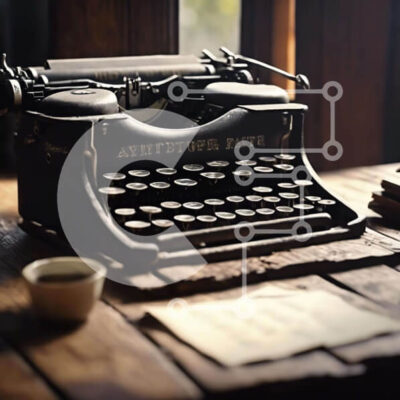 Intra Συλλεκτικό Ξύλινο Παζλ Plywood  4mm - Vintage γραφομηχανή σε ξύλινο τραπέζι με φλιτζάνι καφέ Σε Ξύλινο Κουτί - Διαστάσεις Puzzle: 10x10 cm – 25 κομμάτια - Image 1