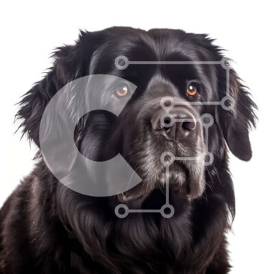 Intra Συλλεκτικό Ξύλινο Παζλ Plywood  4mm - Σοβαρός μαύρος σκύλος της Νέας Γης με δασύτριχο τρίχωμα και καστανά μάτια Σε Ξύλινο Κουτί - Διαστάσεις: 10x10 cm – 25 κομμάτια - Image 1