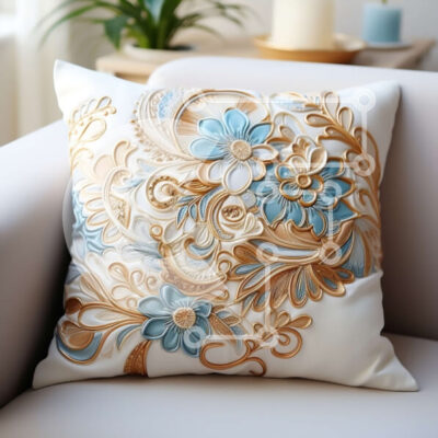 Intra Συλλεκτικό Ξύλινο Παζλ Plywood  4mm - Πολυτελές λευκό μαξιλάρι με περίπλοκα φλοράλ σχέδια Σε Ξύλινο Κουτί - Διαστάσεις Puzzle: 10x10 cm – 25 κομμάτια - Image 1