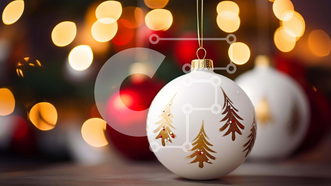 Intra Συλλεκτικό Ξύλινο Παζλ Plywood  4mm - Γιορτινές λευκές χριστουγεννιάτικες μπάλες με χρυσά στολίδια Σε Ξύλινο Κουτί - Διαστάσεις: 10x10 cm – 25 κομμάτια