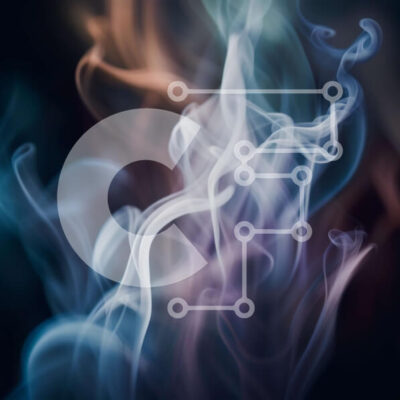 Intra Συλλεκτικό Ξύλινο Παζλ Plywood  4mm - Αφηρημένη σύνθεση των πολύχρωμων στροβιλισμών καπνού σε σκούρο φόντο Σε Ξύλινο Κουτί - Διαστάσεις Puzzle: 10x10 cm – 25 κομμάτια - Image 1