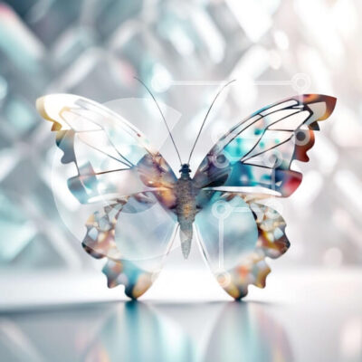 Intra Συλλεκτικό Ξύλινο Παζλ Plywood  4mm - Όμορφη γυάλινη πεταλούδα με περίπλοκα σχέδια στα φτερά της Σε Ξύλινο Κουτί - Διαστάσεις: 10x10 cm – 25 κομμάτια - Image 1