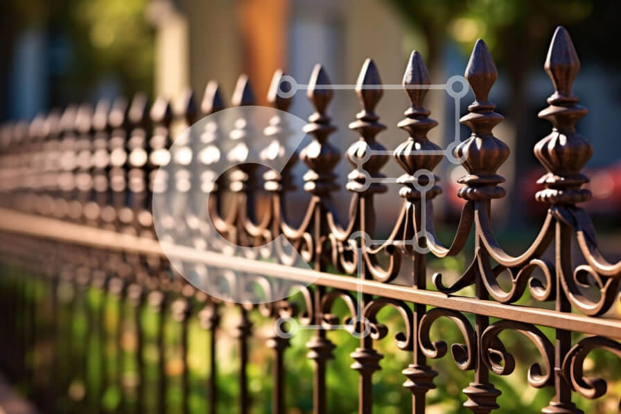 Intra Συλλεκτικό Ξύλινο Παζλ Plywood  4mm - Όμορφη κινηματογράφηση σε πρώτο πλάνο του ξεπερασμένου φράχτη από σφυρήλατο σίδερο Σε Ξύλινο Κουτί - Διαστάσεις Puzzle: 10x10 cm – 25 κομμάτια