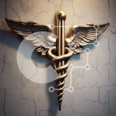 Intra Συλλεκτικό Ξύλινο Παζλ Plywood  4mm - Χρυσό Κηρύκειο σύμβολο για την ιατρική και την υγειονομική περίθαλψη Σε Ξύλινο Κουτί - Διαστάσεις Puzzle: 10x10 cm – 25 κομμάτια - Image 1