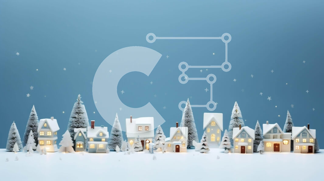 Intra Συλλεκτικό Ξύλινο Παζλ Plywood  4mm - Χιονισμένο χειμερινό χωριό με σπίτια και νιφάδες χιονιού Σε Ξύλινο Κουτί - Διαστάσεις Puzzle: 10x10 cm – 25 κομμάτια