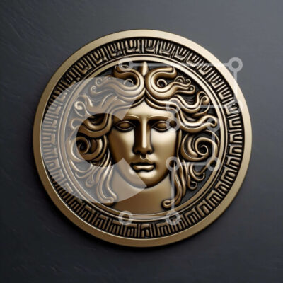 Intra Συλλεκτικό Ξύλινο Παζλ Plywood  4mm - Αρχαιοελληνικό νόμισμα της Μέδουσας σε μαύρο και χρυσό Σε Ξύλινο Κουτί - Διαστάσεις Puzzle: 10x10 cm – 25 κομμάτια - Image 1