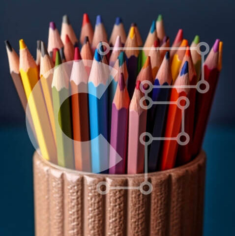 Intra Συλλεκτικό Ξύλινο Παζλ Plywood  4mm - Πολύχρωμη μολυβοθήκη με διαφορετικά χρωματιστά μολύβια φωτογραφία Σε Ξύλινο Κουτί - Διαστάσεις: 10x10 cm – 25 κομμάτια - Image 1