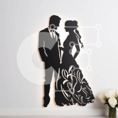 Intra Συλλεκτικό Ξύλινο Παζλ Plywood  4mm - Σιλουέτα μιας νύφης και ενός γαμπρού με λουλούδια στο γαμήλιο τραπέζι Σε Ξύλινο Κουτί - Διαστάσεις Puzzle: 10x10 cm – 25 κομμάτια - Image 1