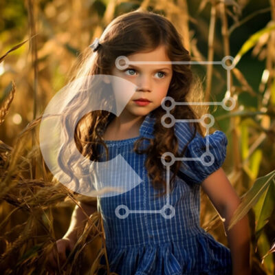 Intra Συλλεκτικό Ξύλινο Παζλ Plywood  4mm - Όμορφη εικόνα ενός νεαρού κοριτσιού σε ένα χωράφι με ψηλό γρασίδι στο ηλιοβασίλεμα Σε Ξύλινο Κουτί - Διαστάσεις Puzzle: 10x10 cm – 25 κομμάτια - Image 1