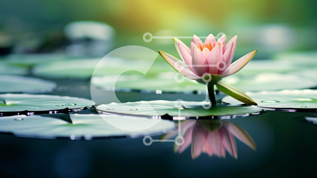 Intra Συλλεκτικό Ξύλινο Παζλ Plywood  4mm - Ροζ νούφαρο στο υδάτινο οικοσύστημα Σε Ξύλινο Κουτί - Διαστάσεις: 10x10 cm – 25 κομμάτια