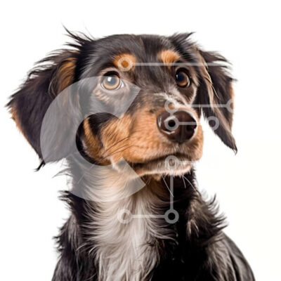 Intra Συλλεκτικό Ξύλινο Παζλ Plywood  4mm - Αξιολάτρευτη εικόνα περίεργου σκύλου με χνουδωτή γούνα και λαμπερά μάτια Σε Ξύλινο Κουτί - Διαστάσεις: 10x10 cm – 25 κομμάτια - Image 1