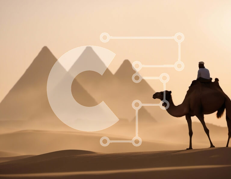 Intra Συλλεκτικό Ξύλινο Παζλ Plywood  4mm - Καμήλα με αναβάτη μπροστά από τις Πυραμίδες της Γκίζας Σε Ξύλινο Κουτί - Διαστάσεις Puzzle: 10x10 cm – 25 κομμάτια