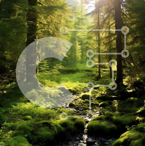 Intra Συλλεκτικό Ξύλινο Παζλ Plywood  4mm - Ειρηνική σκηνή ενός μικρού ρέματος σε ένα πυκνό δάσος Σε Ξύλινο Κουτί - Διαστάσεις: 10x10 cm – 25 κομμάτια - Image 1