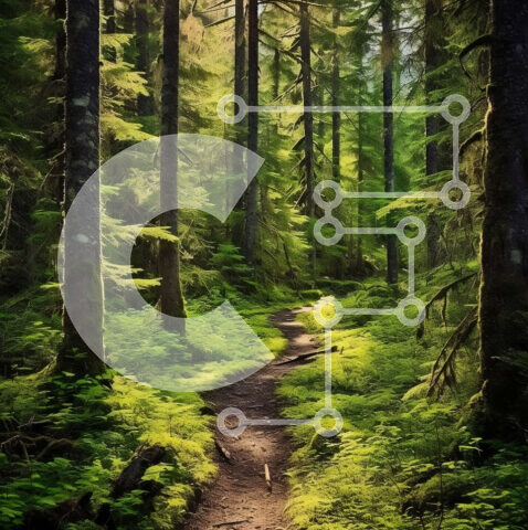 Intra Συλλεκτικό Ξύλινο Παζλ Plywood 4mm - Όμορφη εικόνα ενός στενού μονοπατιού σε ένα δάσος με ψηλά δέντρα και διακεκομμένο φως του ήλιου Σε Ξύλινο Κουτί - Διαστάσεις: 10x10 cm – 25 κομμάτια - Image 1