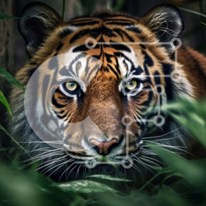 Intra Συλλεκτικό Ξύλινο Παζλ Plywood  4mm - Άγριος Τίγρης που περιπλανιέται στη ζούγκλα Σε Ξύλινο Κουτί - Διαστάσεις: 10x10 cm – 25 κομμάτια