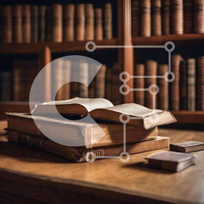 Intra Συλλεκτικό Ξύλινο Παζλ Plywood  4mm - Ανοίξτε το βιβλίο στο τραπέζι στη βιβλιοθήκη με ράφια στο φόντο Σε Ξύλινο Κουτί - Διαστάσεις Puzzle: 10x10 cm – 25 κομμάτια - Image 1