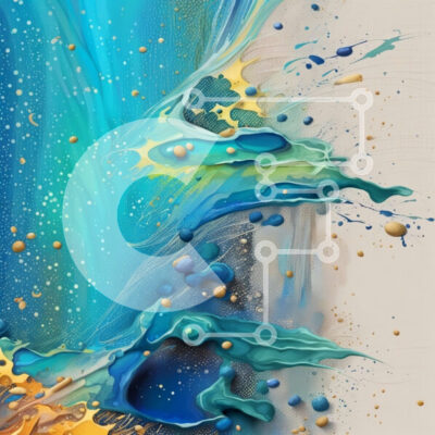 Intra Συλλεκτικό Ξύλινο Παζλ Plywood  4mm - Ζωντανή αφηρημένη ζωγραφική με μπλε και κίτρινα χρώματα Σε Ξύλινο Κουτί - Διαστάσεις Puzzle: 10x10 cm – 25 κομμάτια - Image 1