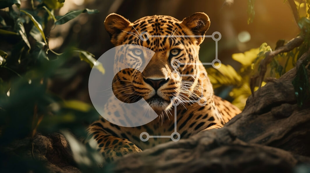 Intra Συλλεκτικό Ξύλινο Παζλ Plywood  4mm - Μεγαλοπρεπής Jaguar (Panthera onca) σε ένα πυκνό δάσος Σε Ξύλινο Κουτί - Διαστάσεις: 10x10 cm – 25 κομμάτια