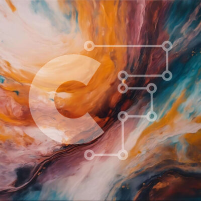 Intra Συλλεκτικό Ξύλινο Παζλ Plywood  4mm - Αφηρημένη ζωγραφική με στροβιλιζόμενα πορτοκαλί, μπλε και κίτρινα χρώματα Σε Ξύλινο Κουτί - Διαστάσεις Puzzle: 10x10 cm – 25 κομμάτια - Image 1