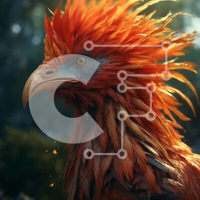 Intra Συλλεκτικό Ξύλινο Παζλ Plywood  4mm - Η ιδιότροπη ψηφιακή τέχνη ενός κόκκινου πουλιού με χτένισμα Mohawk Σε Ξύλινο Κουτί - Διαστάσεις: 10x10 cm – 25 κομμάτια - Image 1