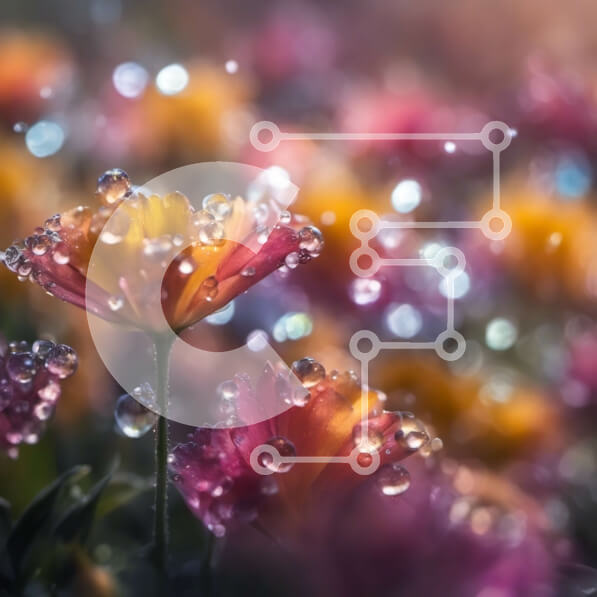 Intra Συλλεκτικό Ξύλινο Παζλ Plywood  4mm - Κοντινό πλάνο ενός λουλουδιού με σταγονίδια νερού Σε Ξύλινο Κουτί - Διαστάσεις: 10x10 cm – 25 κομμάτια