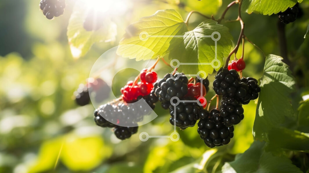 Intra Συλλεκτικό Ξύλινο Παζλ Plywood  4mm - Συστάδα βατόμουρων στο κλαδί μηλιάς με το φως του ήλιου Σε Ξύλινο Κουτί - Διαστάσεις: 10x10 cm – 25 κομμάτια