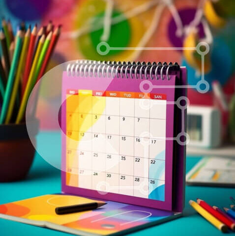 Intra Συλλεκτικό Ξύλινο Παζλ Plywood 4mm - Φωτεινή και χαρούμενη ρύθμιση γραφείου με ημερολόγιο, μολύβια και σημειωματάριο Σε Ξύλινο Κουτί - Διαστάσεις Puzzle: 10x10 cm – 25 κομμάτια - Image 1