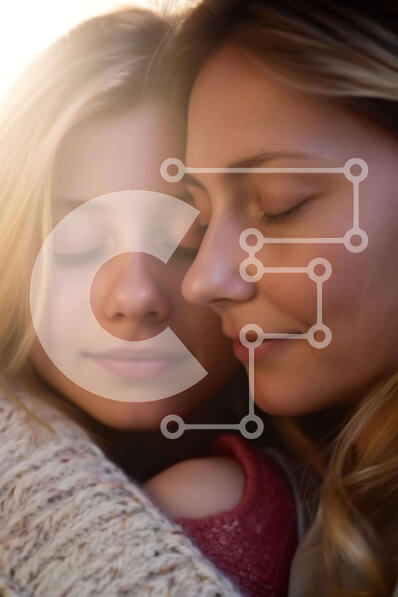 Intra Συλλεκτικό Ξύλινο Παζλ Plywood  4mm - Στιγμή αγκαλιάς: Δύο γυναίκες αγκαλιάζονται η μια την άλλη Σε Ξύλινο Κουτί - Διαστάσεις Puzzle: 10x10 cm – 25 κομμάτια