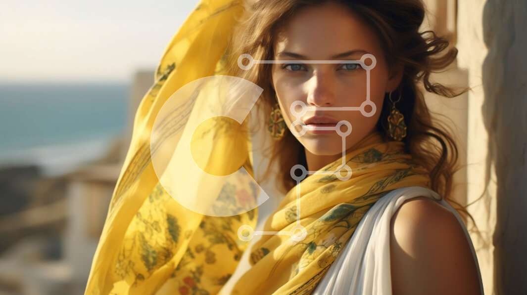 Intra Συλλεκτικό Ξύλινο Παζλ Plywood  4mm - Εκπληκτική εικόνα μιας γυναίκας με κίτρινο κασκόλ που απολαμβάνει θέα στον ωκεανό Σε Ξύλινο Κουτί - Διαστάσεις Puzzle: 10x10 cm – 25 κομμάτια