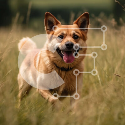 Intra Συλλεκτικό Ξύλινο Παζλ Plywood  4mm - Αξιολάτρευτη εικόνα ενός καφέ σκύλου που τρέχει μέσα από ένα χωράφι Σε Ξύλινο Κουτί - Διαστάσεις: 10x10 cm – 25 κομμάτια - Image 1