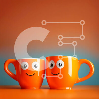 Intra Συλλεκτικό Ξύλινο Παζλ Plywood  4mm - Χαρούμενες πορτοκαλί κούπες με χαμογελαστά πρόσωπα Σε Ξύλινο Κουτί - Διαστάσεις: 10x10 cm – 25 κομμάτια - Image 1