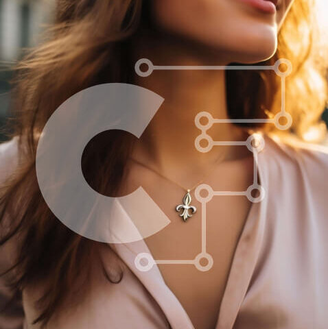 Intra Συλλεκτικό Ξύλινο Παζλ Plywood 4mm - Χαμογελαστή γυναίκα που φορά ένα κομψό κολιέ Σε Ξύλινο Κουτί - Διαστάσεις Puzzle: 10x10 cm – 25 κομμάτια - Image 1