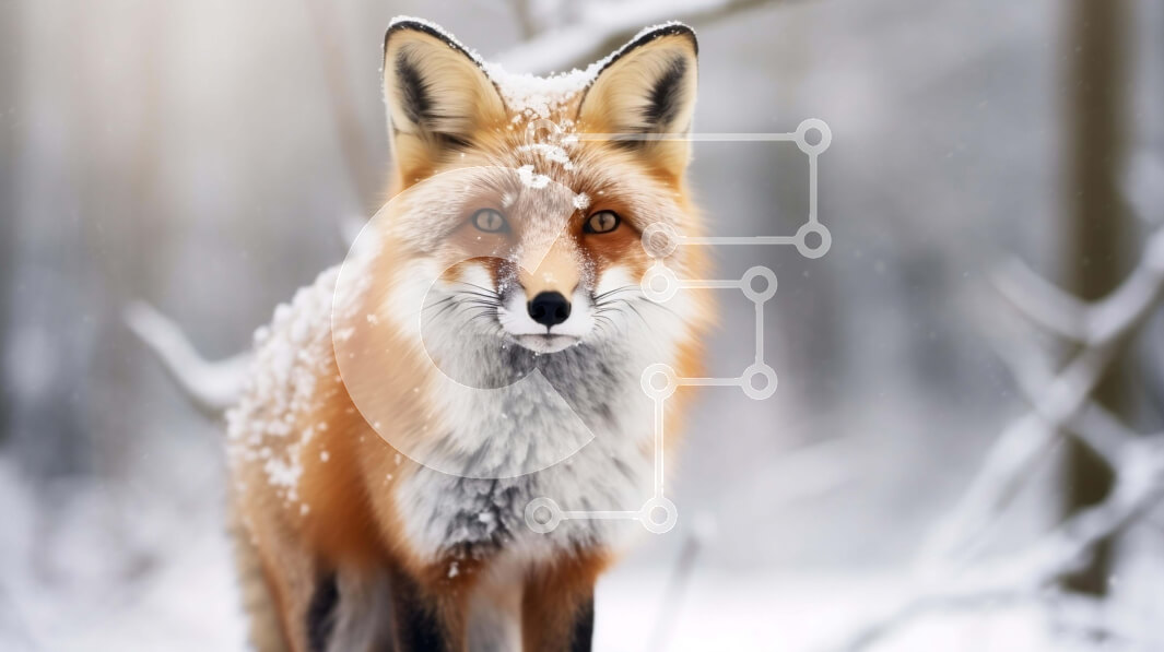 Intra Συλλεκτικό Ξύλινο Παζλ Plywood  4mm - Κόκκινη αλεπού στο χιόνι Σε Ξύλινο Κουτί - Διαστάσεις: 10x10 cm – 25 κομμάτια