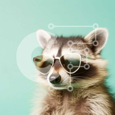 Intra Συλλεκτικό Ξύλινο Παζλ Plywood  4mm - Cool Raccoon που φοράει γυαλιά ηλίου Σε Ξύλινο Κουτί - Διαστάσεις: 10x10 cm – 25 κομμάτια - Image 1