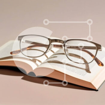 Intra Συλλεκτικό Ξύλινο Παζλ Plywood  4mm - Κομψή εικόνα ενός ανοιχτού βιβλίου με γυαλιά Σε Ξύλινο Κουτί - Διαστάσεις Puzzle: 10x10 cm – 25 κομμάτια - Image 1